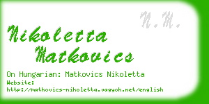 nikoletta matkovics business card